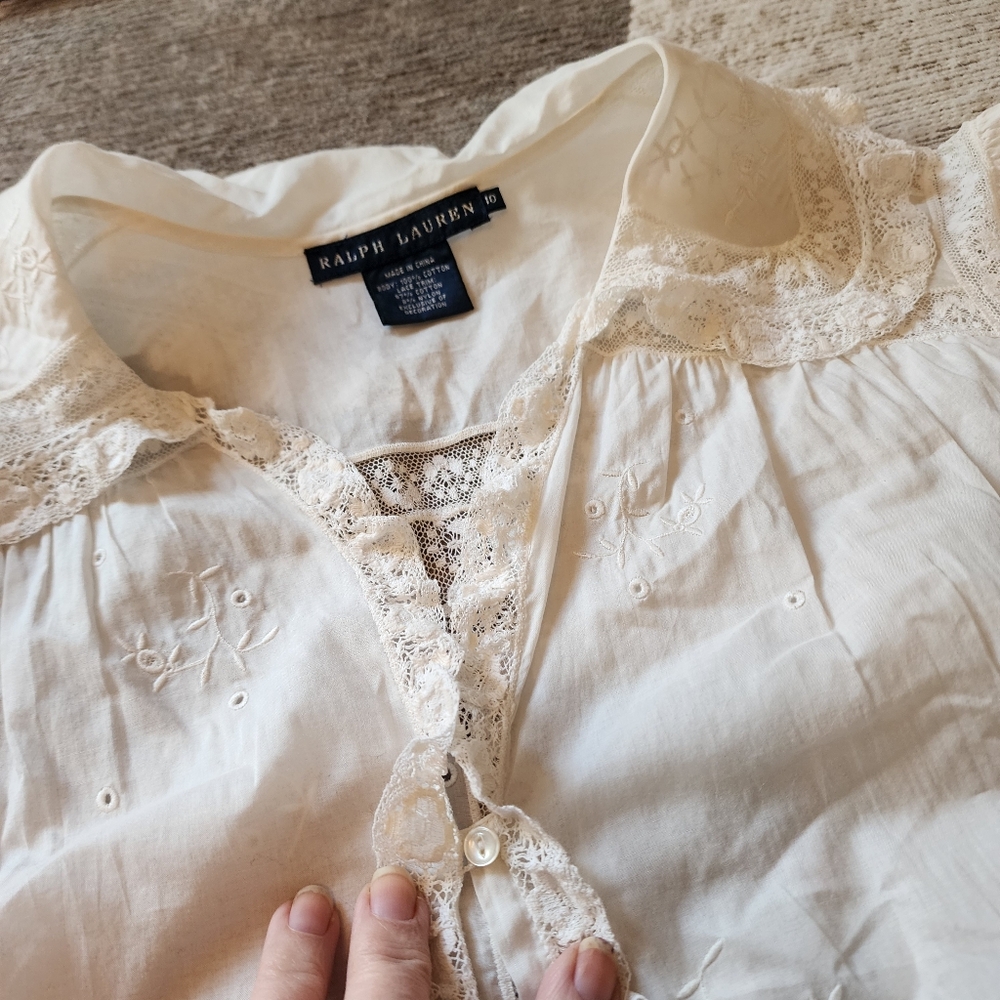 Heirloom Ralph Lauren Lace Blouse Size 10 - Picture 7 of 8